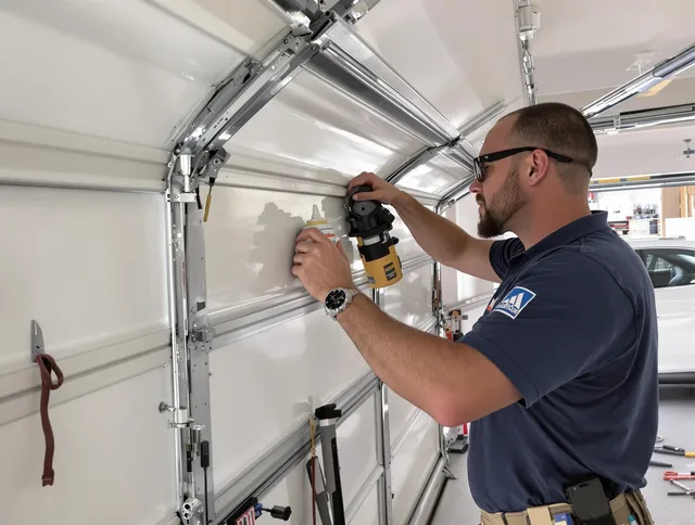 Waterbury Garage Door Repair technician quieting a noisy garage door in Waterbury