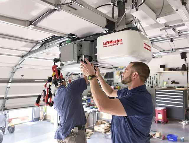 Waterbury Garage Door Repair technician performing advanced diagnostics on garage opener in Waterbury
