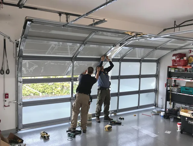 Waterbury Garage Door Repair expert performing precise panel replacement on Waterbury garage door